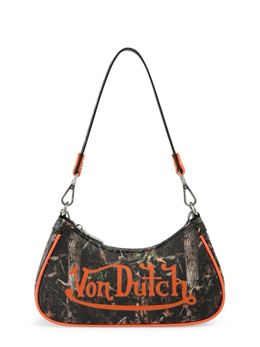 Von Dutch tree Camo Shoulder Bag with Orange Trim